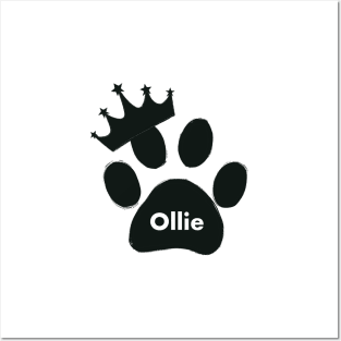 Ollie cat name made of hand drawn paw prints Posters and Art